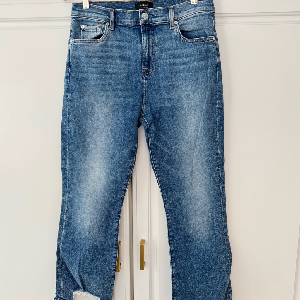 7 For All Mankind High Waist Slim Kick Flare Ankle Jeans, Size 30 Euc
